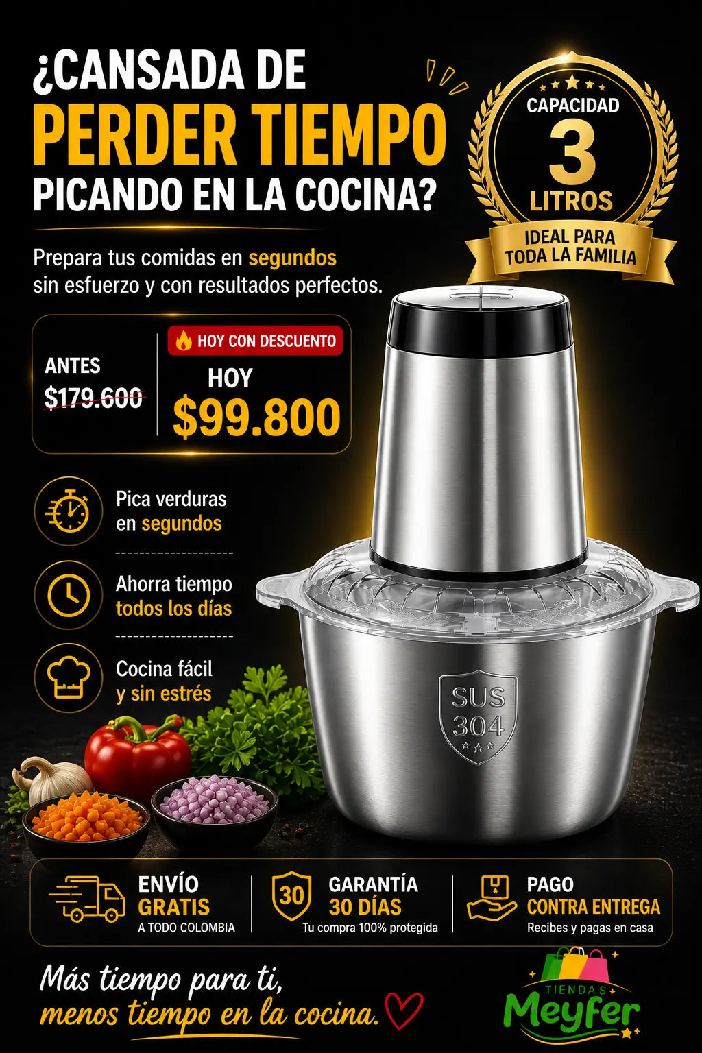 HERMOSO PROCESADOR ELECTRICO 3Litros