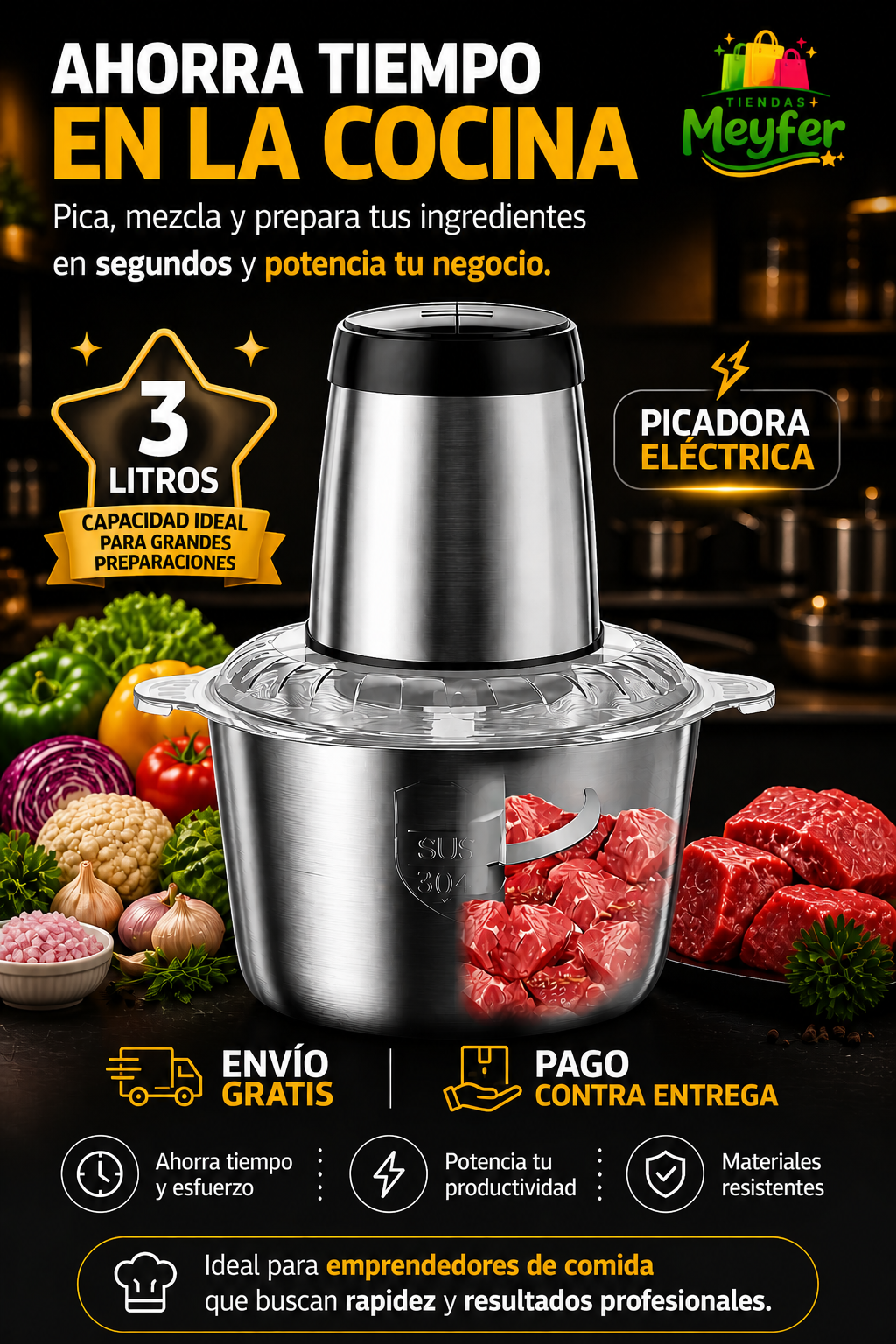 HERMOSO PROCESADOR ELECTRICO 3Litros