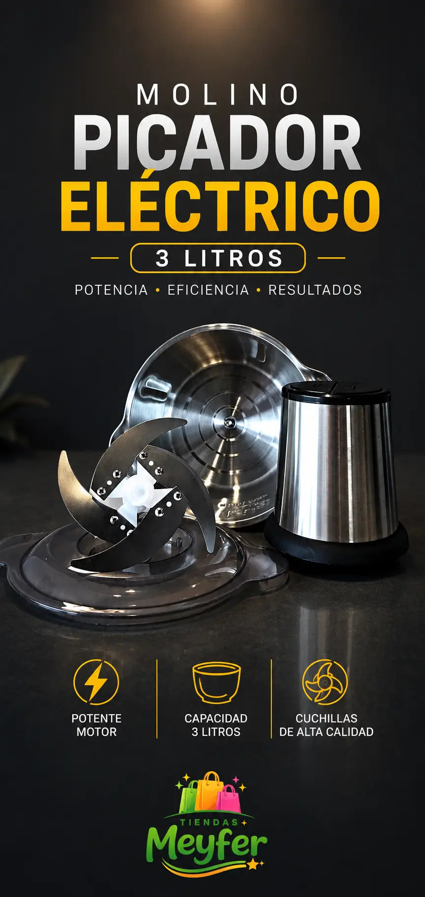 HERMOSO PROCESADOR ELECTRICO 3Litros